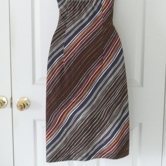 BCBG Maxazria Brown Stripe Halter Dress - Sz S - Picture 7 of 10